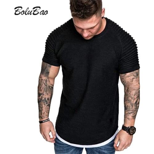 BOLUBAO New Mens Casual Fashion Solid Color T-shirt Casual Sports Summer Short-Sleeved T-shirt Male