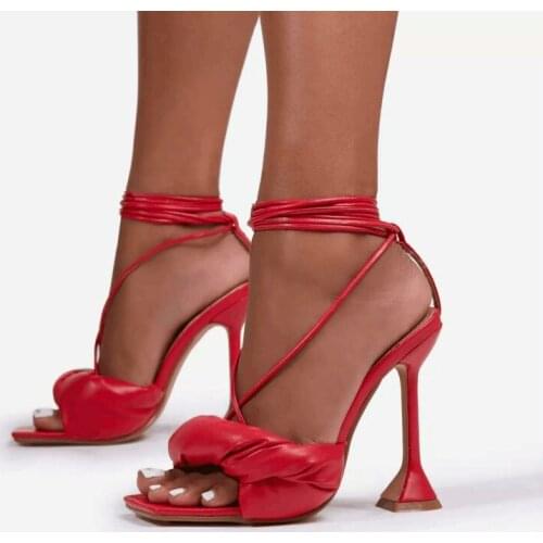 Sexy High Heel Women Wedding Shoes Black Red Party Ladies Open Toe Sandals Vogue Back Strap Large Size 42 Female Pumps
