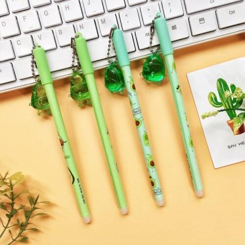 Random 1Pcs Crystal Avocado Pendant Gel Pen Ink Pen Promotional Gifts Stationery Boys Girls Gifts School Office Supply