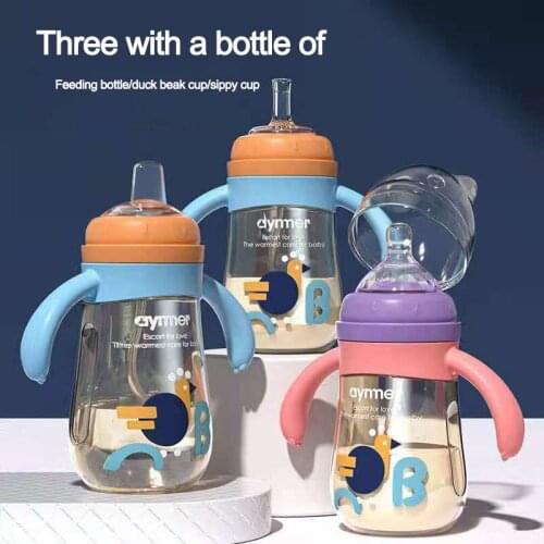 Baby Bottle 3 Functional Kids Cup Nipples Milk Carton Water Bottle For Children With Straw Child Bottles For Baby Accessories
