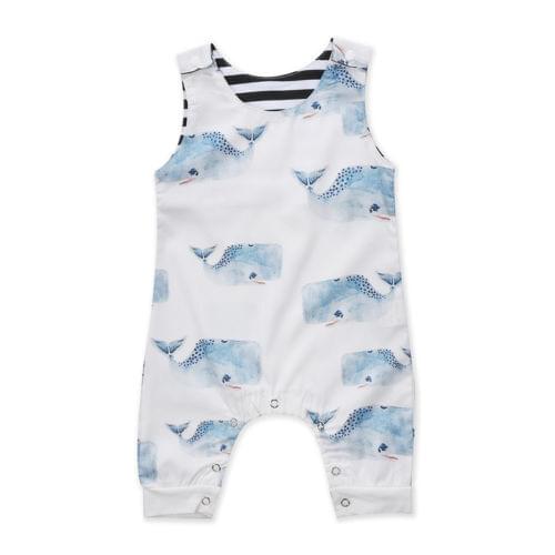 Baby Clothing Newborn Infant Baby Boys Girls Whale Romper Sleeveless Jumpsuit Outfit Clothes