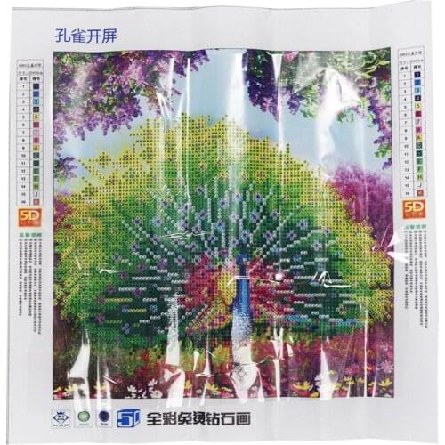 DIY 5D Diamond Painting Cross needle Embroidery Peacock Wealth and Good Fortune Painting Decor 35x35cm CNIM Hot