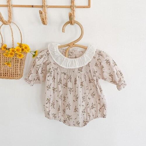 0-2years Fall Long Sleeve Baby Girls Floral Bodysuits Infant Toddler Flower Rompers Newborn Jumpsuit KF660