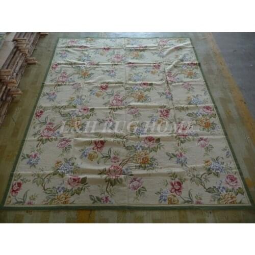 Free shipping 8'x10' needlepoint carpets hand knotted handmade rugs for home decoration