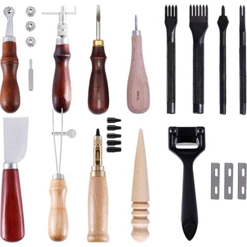 Leather Craft Punch Tools Set Multiple Leather Crafting Kits Hand Sewing Stitching Punch Carving Work Saddle