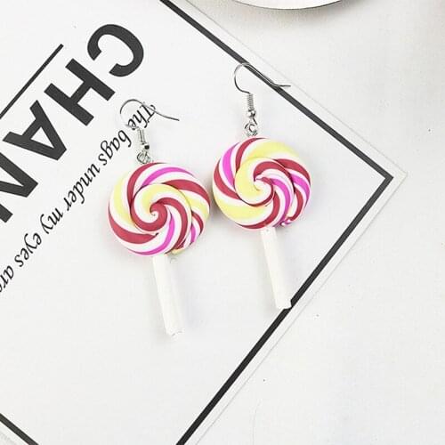 Creative Candy Color Swirl Lollipop Drop Earrings Resin Personalized Sugar candy jewelry Sweet Food Earrings Nice gifts