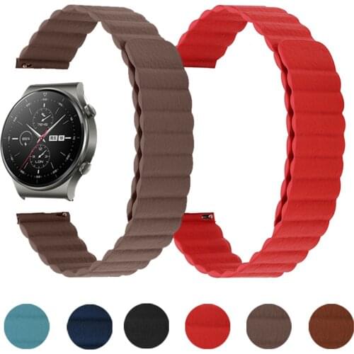 Magnetic Leather Strap For HUAWEI WATCH GT 2 Pro Band 3 3pro Soft Wrist Bracelet For HONOR Magic ES GS 20mm 22mm Belt Watchbands