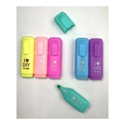 Mini Highlighter Pen 6 piece Set Ziplock bag marking highlighter pen color Office school supplies