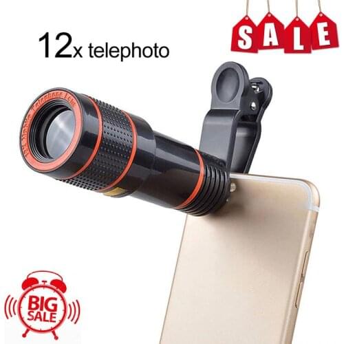 12X Monocular Telescope Compact Zoom Waterproof Professional HD ED With Phone Clip for Iphone Samsung Smartphone