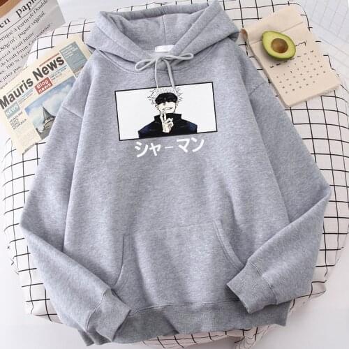 Loose Vintage Clothing Satoru Gojo Shaman Anime Print MenS Hooded Coldproof Vogue Mens Sweatshirt Big Size Hoodie