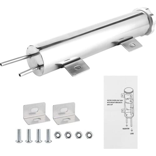 2x10in Overflow Tank Set Can Polished Stainless Steel Coolant Radiator 14oz Fit For GM Engine