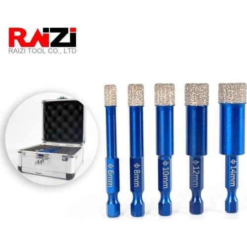 Raizi Phoenix 1/4" hexagon shank diamond core drill bit sets coated core hole saw drill bit for porcelain tile granite marble