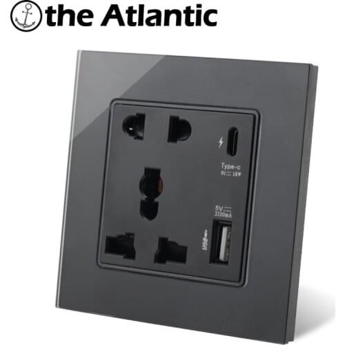Wall Socket With Type C Interface USB Charging 18W 4A 13A Universal Power Socket Type-C 5 Pin Electrical Outlet With USB