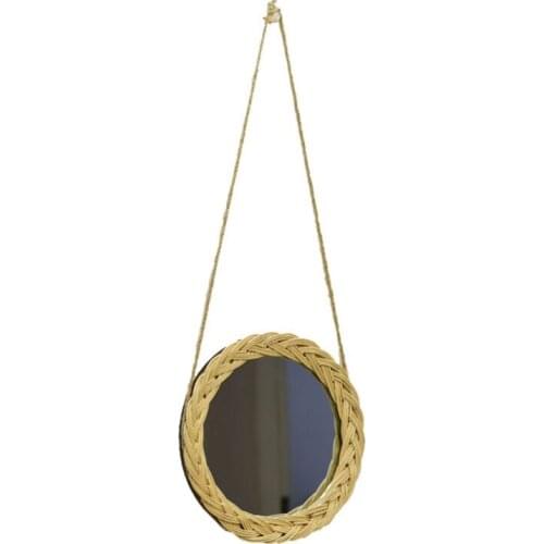 Rattan Hanging Wall Mirror Innovative Art Decor Dressing Makeup Mirrors for Apartment Living Room Bathroom Photo Props