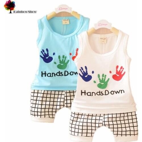 New Children Clothing Summer Boys Sets Small Handprints Odile and Cotton Children Sets
