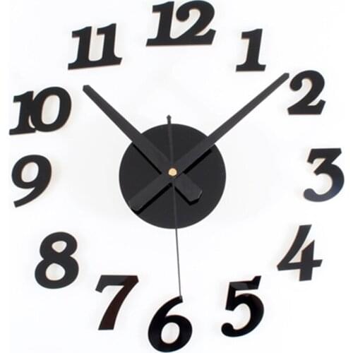 New Arrival High quality Acrylic Simple Number Design sticker 30CM-50CM wall clock colour large decorative 3d diy wall clock big