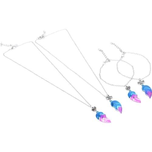 Unisex 2 Pcs BFF Necklace Womens Heart Pendant Best Friend Letter Necklace Fashion Couple Chain Necklace Men Friendship Jewelry