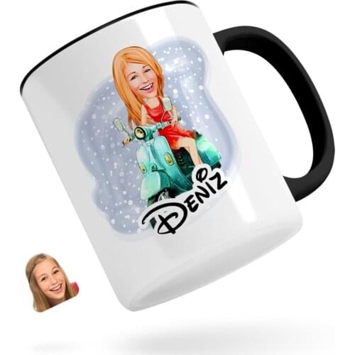 Personalized Women 'S Caricature Of Black Mug Bardak-24