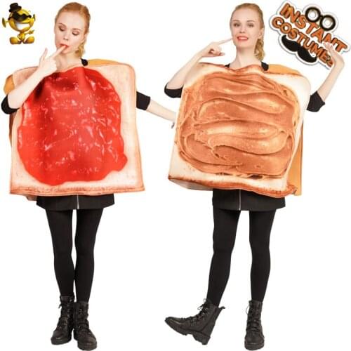 Christmas Women Jam Peanut and Butter Toast Jumpsuit Cosplay Costume Carnival Party Role Play Foods Costumes