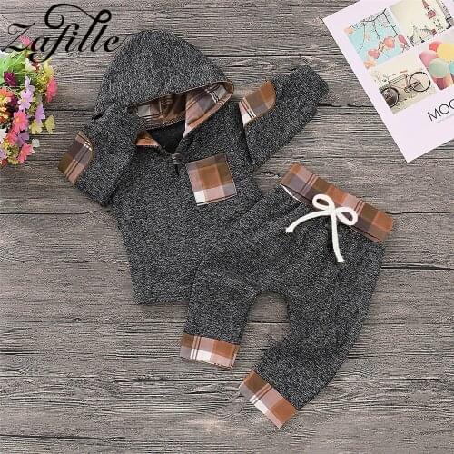 ZAFILLE Baby Boy Clothes Set Pliad Sweatshirt and Pants Set Costume Baby Set Newborn Baby Boy Winter Clothes For Baby Girl Set
