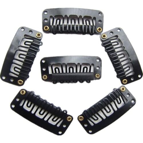 10PCS Stainless Steel Wig Clips Combs Snap Clips with Rubber for Hair Extension Toupee DIY 6 Teeth Snap-Comb Styling Accessories