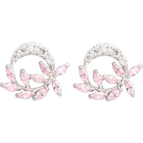 Noble Pink Kunzite 2*4mm Semi-precious Silver Cool For Womens Stud Earrings ED0463