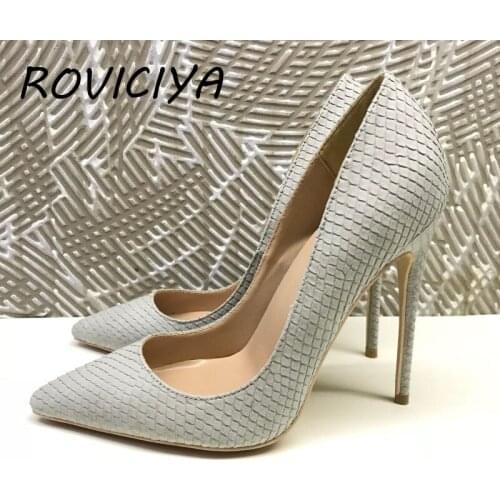 Pointed Toe Women Pumps Elegant 12cm High Heels Flock Sexy Ladies Shoes Thin Heel Party Shoes YG009 ROVICIYA