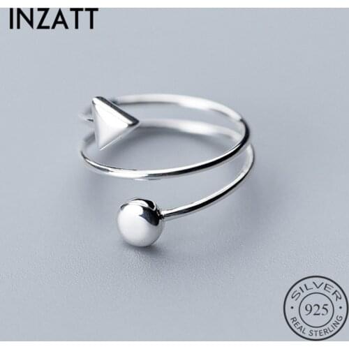 INZATT Real 925% Sterling Silver Minimalist spiral Ring For Women Party Geometry Round Triangle Fine Jewelry Accessories Gift