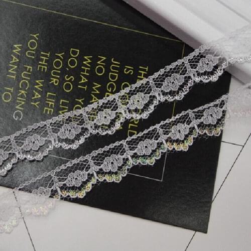 1Yards 91cm New Embroidery Lace Fabric 1.8cm Ribbon Silver Gold Guipure Lace Trim Lace Fabric Materials encajes para costura LE7