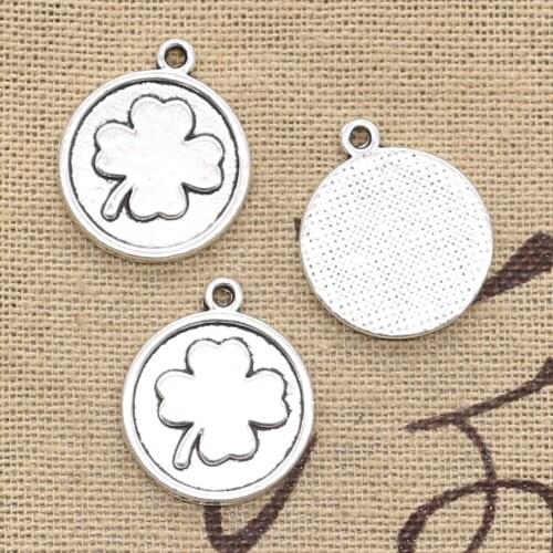 12pcs Charms Lucky Irish Four Leaf Clover 21x18mm Antique Silver Color Pendants Making DIY Handmade Tibetan Silver Color Jewelry