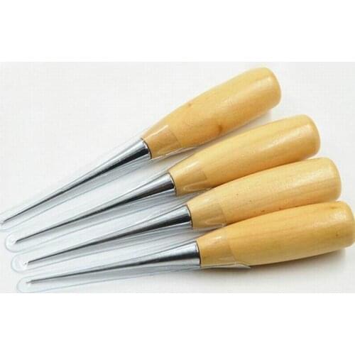 200PCS Professional Leather Wood Handle Awl Tools For Leathercraft Stitching Sewing