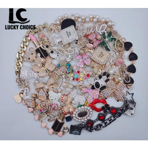 50/100pcs New Shoes Charms for Croc Designer Charms Bling Rhinestone Girl Gift For Clog Decaration Metal Butterfly Accessories