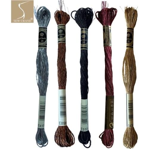 Antique Effects Metallic Embroidery Floss 12 Strands Cross Stitch Thread E310/E415/E436/E898/E3685/E310/E415/E436/E898/E3685