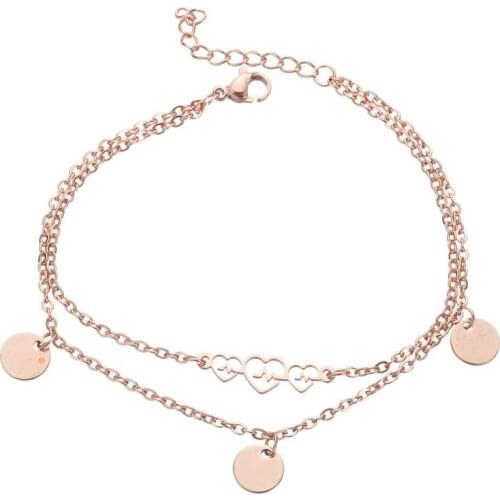 Heart bracelets for women couple bracelet stainless steel chain rose adjustable color bracelet women accessories women jewelry