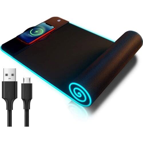 RGB Gaming Wireless Charging Mouse Pad 10-Light LED Keyboard Mat Anti-Slip Rubber Base WaterProof Large Keyboard Pad for Laptop