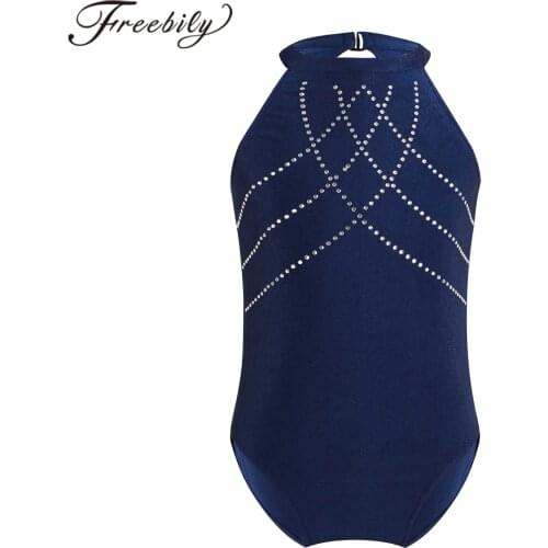 Kids Girls Halter Neck Sleeveless Leotards For Ballet Gymnastics Leotards Jumpsuits Childrens Dancewear Dance Performance