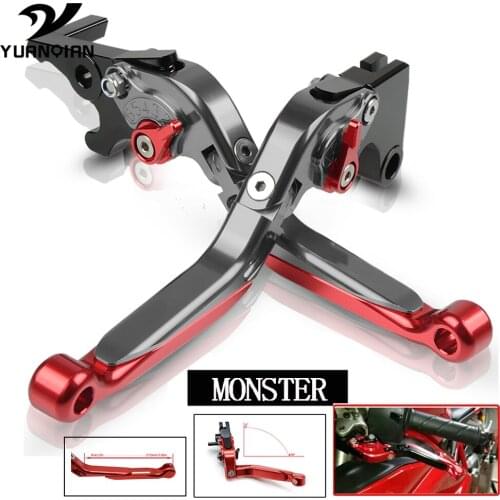 FOR DUCATI MONSTER 796 2011-2014 2012 2013 CNC Motorcycle Folding Extendable Brake Clutch Levers Accessories With MONSTER LOGO