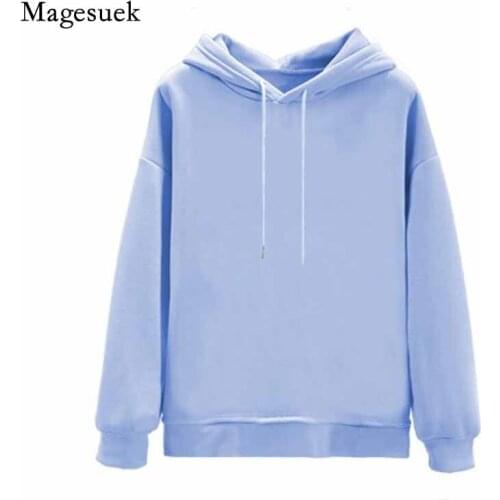 Plus Size Casual Fashion Hoodies Korean Solid Women Sweater Autumn Winter Plus Velvet Loose Harajuku Hooded Sweatshirt 11657