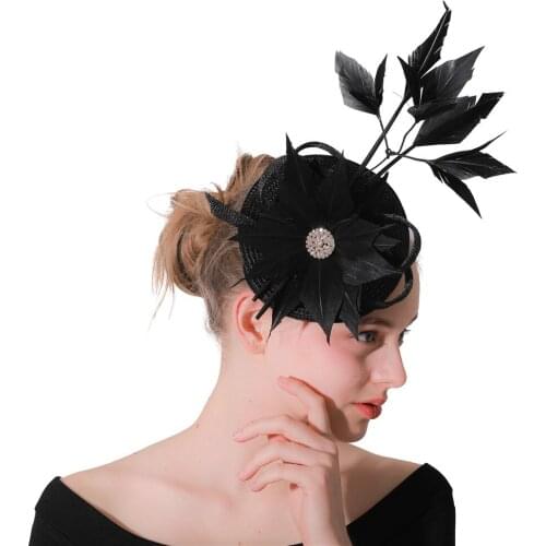 Elegan Women Fashion Fascinator Active Feather Flower Wedding Millinery Accessories Party Cocktail Occasion Church Headpiece