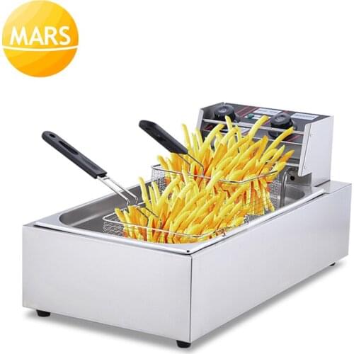 Electric Deep Fryer Commercial Stainless Steel Grill Frying Pan French Fries Machine Potato Chicken Frying Basket 20L Fryer