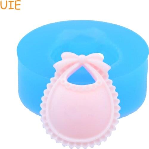 FYL061U 20.1mm Baby Bib Flexible Silicone Mold - Baby Shower Mould Fondant Craft, Dessert, Resin, Chocolate, Candy, DIY Handmade
