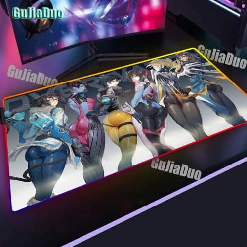 GuJiaDuo RGB Anime Mouse Pad Laptop Keyboard Desk Mat Gaming Room Accessories Kawaii Girls Anime Mousepad Large Desk Mat Carpet