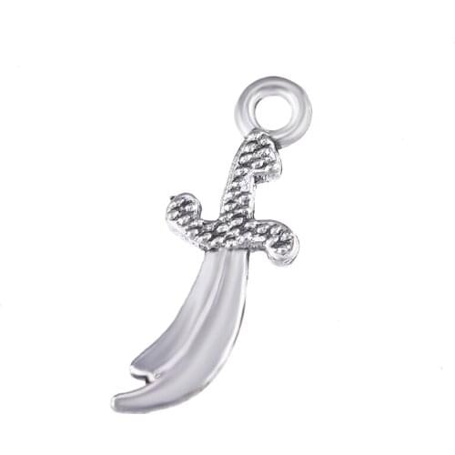 JUYA 20pcs 19.5x7mm Charms Fashion Knife Shape Tibetan Silver Plated Pendants Antique Jewelry DIY Making Handmade Craft AO0726