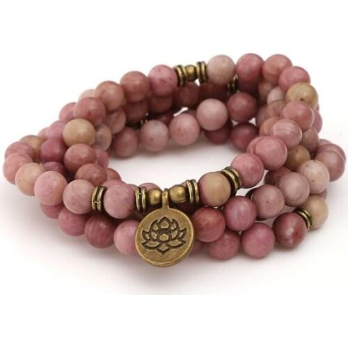 Red 108 beads 8mm elastic adjustable Lotus life tree Buddha OM eye Chakra Reiki agate Onyx Bracelet necklace fh4t