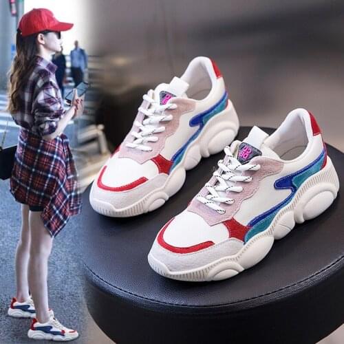 Shoes Women Platform Sneakers Brand Female Trainers Genuine Leather running sneakers women Ladies Thick Bottom zapatos de mujer