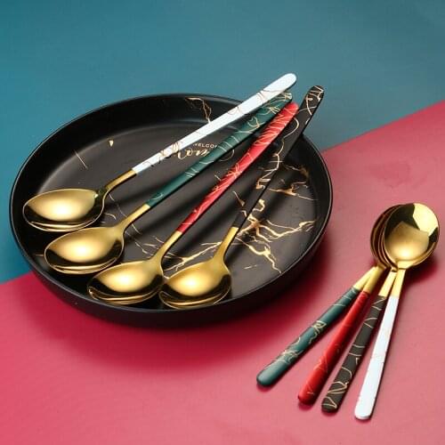 Stainless Steel Spoon 304 Creative Cute Ice Cream Spoon Stirring Coffee Spoon Gilded Tableware