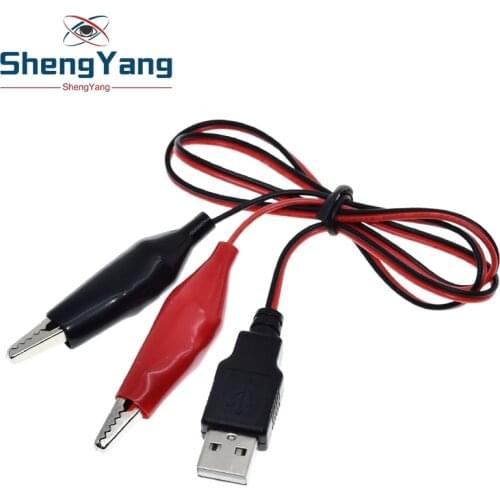 ShengYang Copper Alligator Clips with Wire Male USB Connector Test Leads Crocodile Clamp