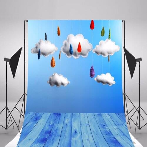 Cute Blue Backdrop White Cloud Color Rain Newborn Background for Photography 5x7 Photo Backdrops for Studio Baby fotografia