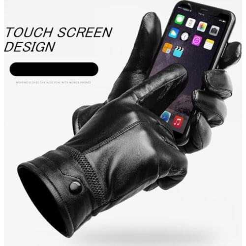 Men Women Leather Gloves Flexible Phone Touchscreen Windproof Warm Inner Velet Waterproof Thermal Glove Tactical Gear Mittens