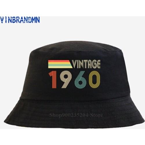 Latest popularity Vintage 1960 Bucket hats Birthday Born in 1960 hats men Women 1960 Birth Year hat 60th Anniversary Couple hat